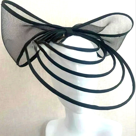 Elegant Unique Big Bow Black CagedFascinator Hat Tea Kentucky Derby Ch…